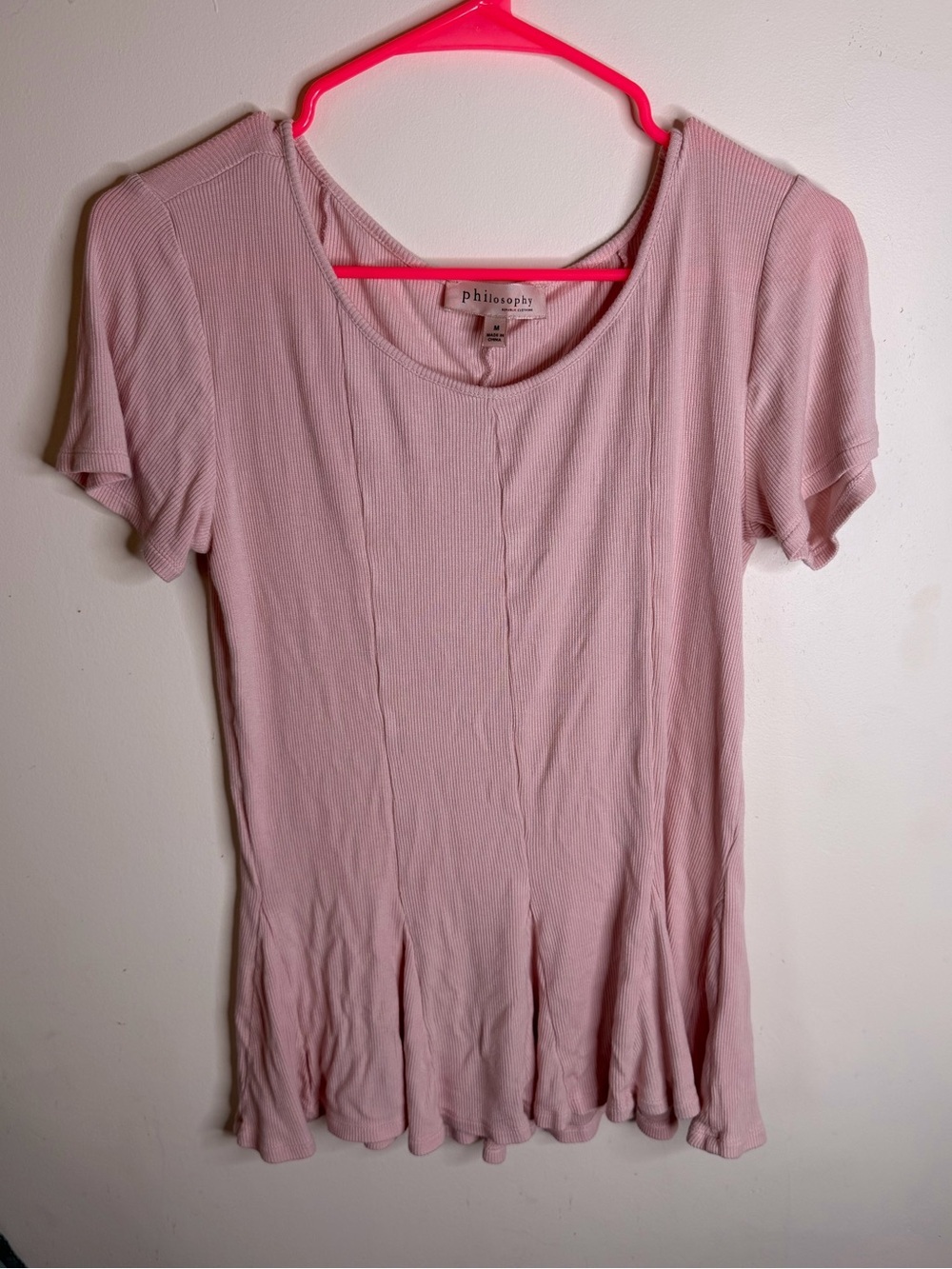 Philosophy Dusty Pink Ribbed Short Sleeve Tee